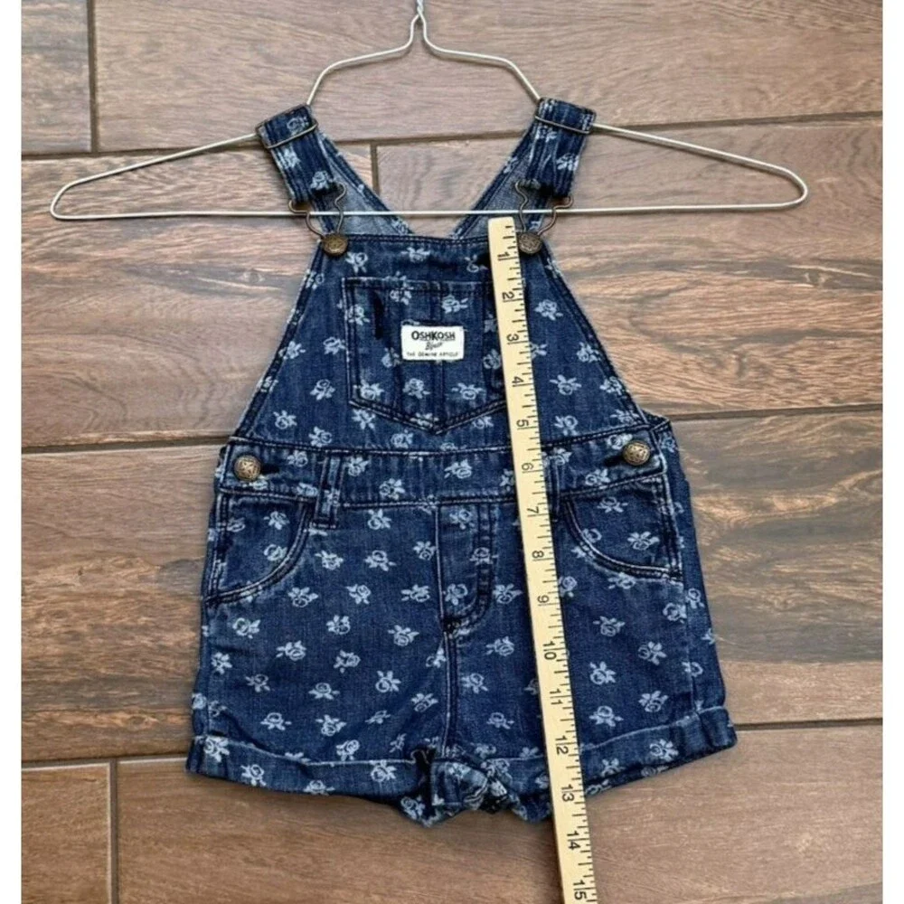 OshKosh B'Gosh Toddler Baby Girls 18M Overalls Shorts Floral Shortalls Vestback